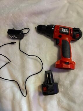 Black & Decker Red and Black Cordless Drill with Charger and Battery